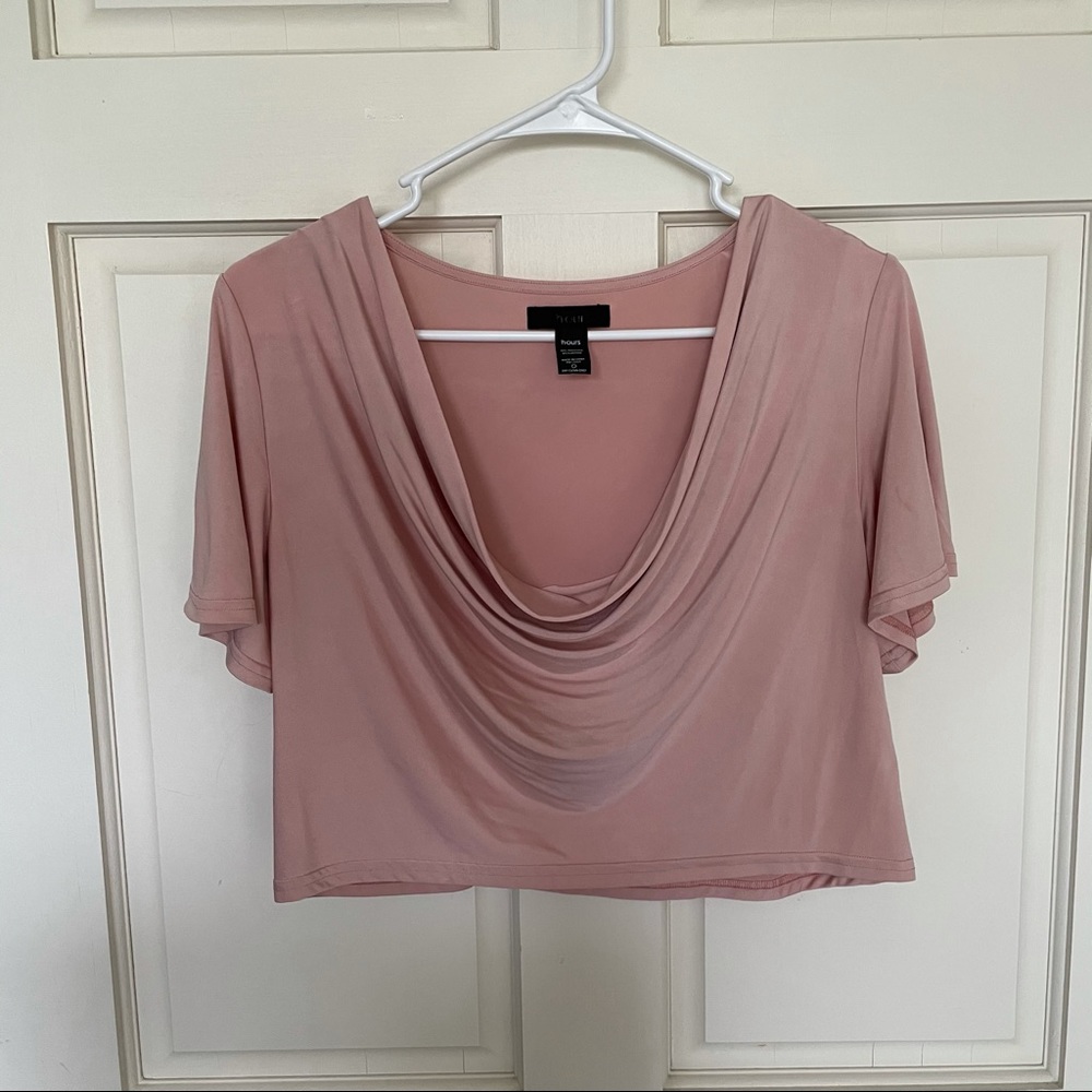 h:ours pink/nude Cowl Neck Crop Top Size 0